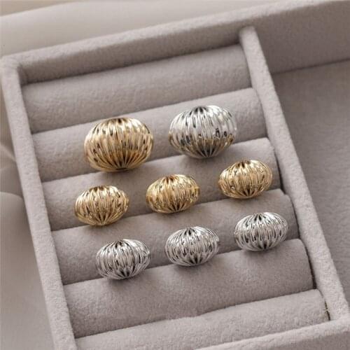 New arrived 50pcs/lot Fold effect geometry Pumpkin Oblate Straight hole copper beads diy jewelry earring/bracelet accessory