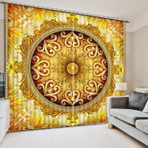 Window curtain living room golden curtains