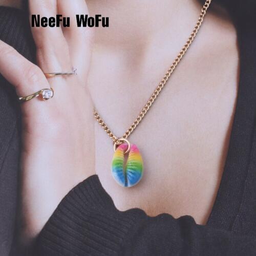 NeeFu WoFu Drop shell necklaces Brand necklace Merk oorbellen Dangle Large Long Brinco Colored shell Ear Accessories Oorbellen