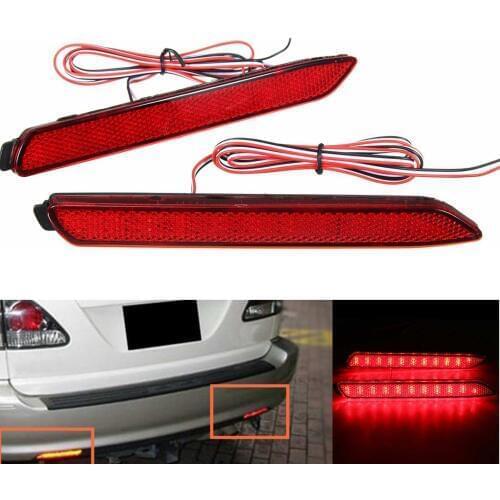 A Pair Car Rear Tail Bumper LED Lights For Lexus IS-F GX470 RX300 LED Rear Bumper Reflector Brake Lights OEM Style Red Lens