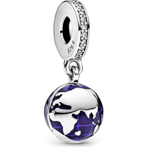 La Menars New Globe Planet Dangle Fit Original Pandora Charm Bracelet Genuine 925 Sterling Silver For Women Jewelry DIY Making
