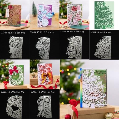 Christmas Wreath Lantern Bells Tree Metal Cutting Dies DIY Mold Paper Metal Craft Dies for Card Making Cut Dies Embossing Molds