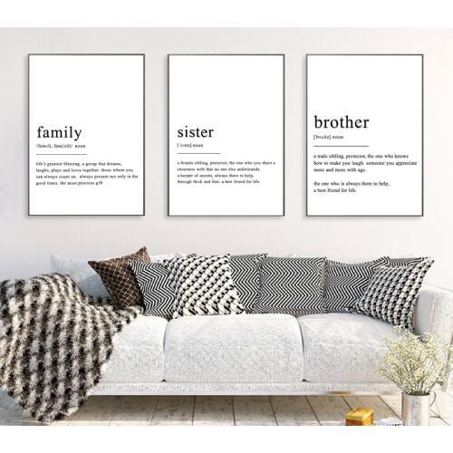Family Sister Brother Definition Wall Art Canvas Posters Prints Modern Minimalism Quotes Painting Wall Pictures Home Decor