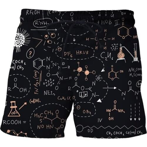 2021 Summer Mens Short 3D Printed mathematical formula Men Street Pant Mans Swimming Trunks Quick-drying Elastic Waist Shorts