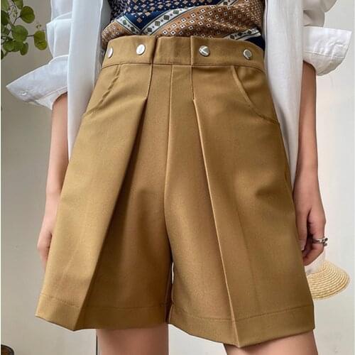 2021 New Summer High Quality Women Wide Leg Shorts Loose Fashion Ladies Shorts Solid Color Casual Elegant Female Shorts T226