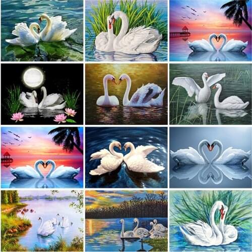 Swan DIY 5D Diamond Painting Full Round Drill Animal Diamond Embroidery Mosaic Rhinestone Cross Stitch Kit Wall Art Home Decor