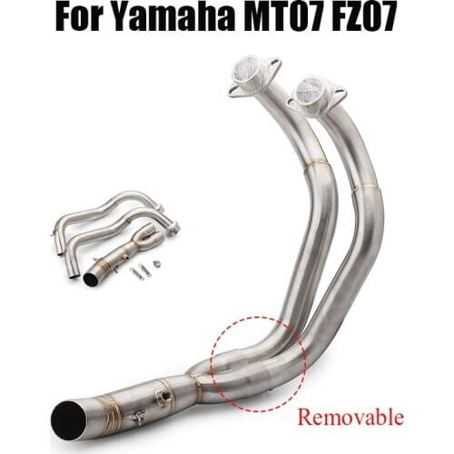 For Yamaha MT07 FZ07 Exhaust Front Header Tube Modified Connect Link Pipe Stainless Steel Slip On MT-07 Motorcycle Removable