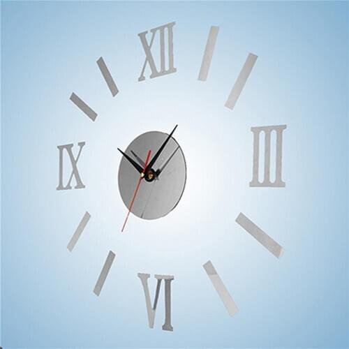3D Mirror Wall Clock Modern Design Quartz Wall Clock Self Adhesive Modern Mute Acrylic Art Analog Kitchen DIY Coffee Decor