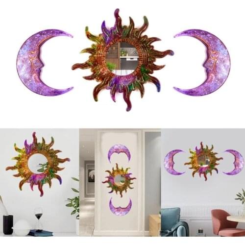 Sun Moon Decor Epoxy Resin Mold Wall Mirror Wall Clocks Silicone Mould DIY Crafts Jewelry Pendant Casting Tools
