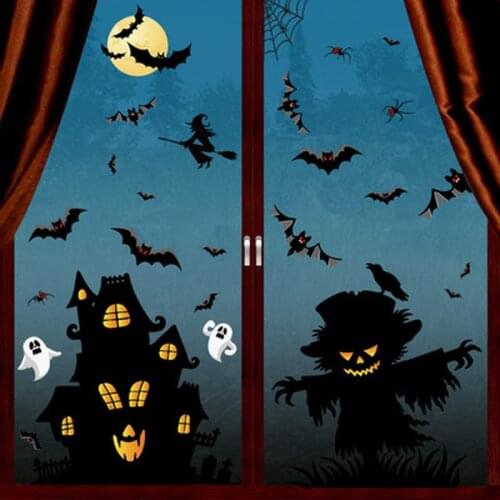 1set Fantasy Halloween Fun PVC Wall Sticker Home Decor Kids Room Living Room Wall Decals DIY Halloween Decoration Sticker