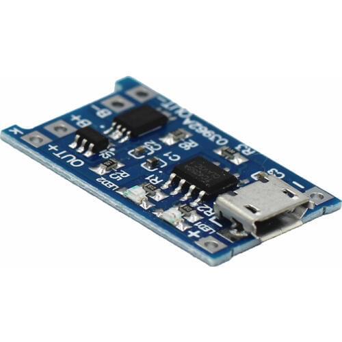 100pcs Micro USB 5V 1A 18650 TP4056 Lithium Battery Charger Module Charging Board With Protection Dual Functions 1A Li-ion