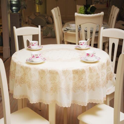 180x180cm Printing lace tablecloth PVC round tablecloth Rural style thickening round table cloth waterproof and oil tablecloth