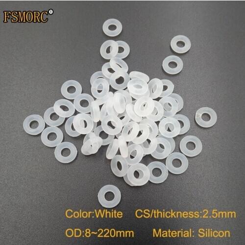 2.5mm Thickness White Silicon O-ring Sealing OD8~220mm Red Heat Resistance O Ring Seals Gaskets/Food Grade Seals no poison