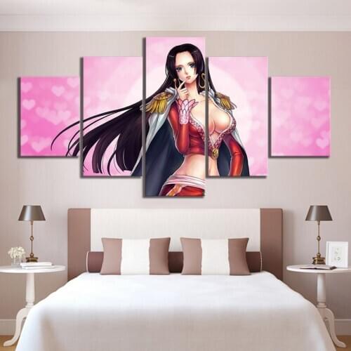 Wall Art Canvas Paintings 5 Pcs One Piece Sexy Boa Hancock Pictures Hd Print Modern Poster Bedroom Modular Home Decoration