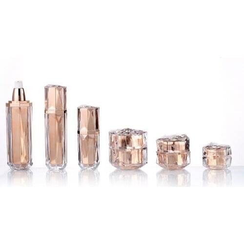 50Pcs 5/10/12/15/30/50g Acrylic Refillable Cream Jar and 30/50/100ml Pump Bottles for Makeup Facial Cream Lotion Eye Shadow Lip