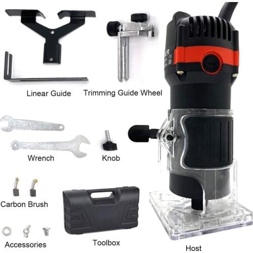 800W 30000r/min MPTElectric Trimmer Woodworking Wood Milling Hand Trimmer Laminator Router Edge Joiners Set
