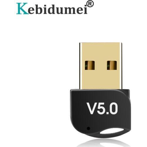 Kebidumei USB Bluetooth Transmitter Adapter V5.0 Music Sound Receiver Bluetooth Dongle for Windows XP Vista 7/8/10 PC Laptop