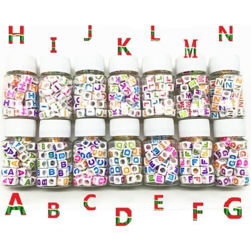 Bottled 7*7mm Acrylic letters Beads Charm beads DIY Bracelet Necklace For Jewelry Making Accessories (About 45-50pcs)