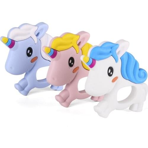Chenkai 5PCS BPA Free Lovely Silicone Unicorn Teether DIY New Baby Animal Pacifier Dummy Teething Sensory Toy Accessories