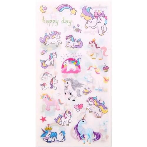 DIY handmade decorative Stationery Cute Unicorn Horse Cartoon PVC DIY Handmade Decorative Stickers 6 Sheets christmas stickers