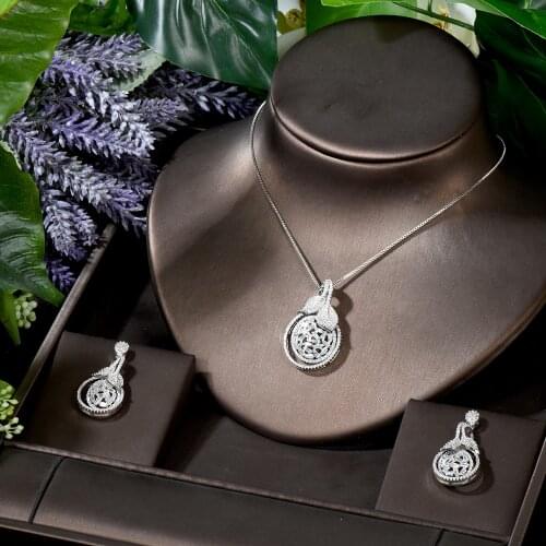 HIBRIDE 2PCS Necklace Earring Set African Jewelry Sets For Women Wedding Engagement brincos para as mulheres 2020 N-1752