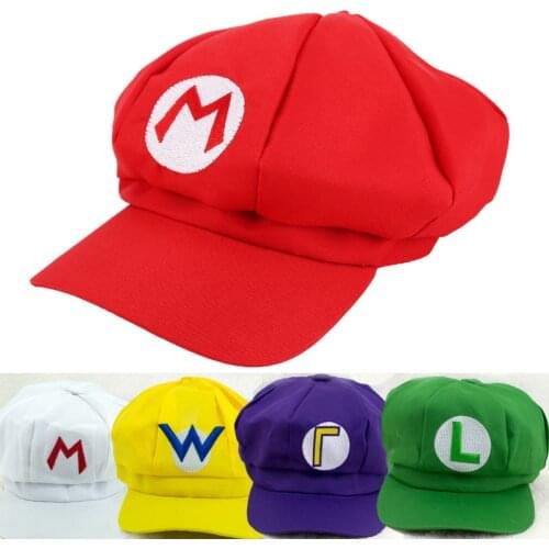 Anime Super Hat Cap Luigi Bros Letter Printed Cosplay Cartoon Baseball Costume for Adult Hats Waluigi Wario Odyssey Cappy 3D Hat