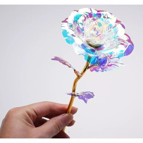 Valentines Day Creative Gift 24k Aluminum Foil Rose Gold Rose Lasting Eternal Love Wedding Decoration Lover Lighting Rose