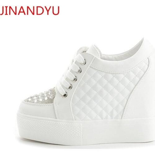 Crystal Platforms White Sneakers Women Wedge Heel Shoes Casuales Vulcanize Shoes Woman Chunky Sneakers Fashion Sport Femme Trend
