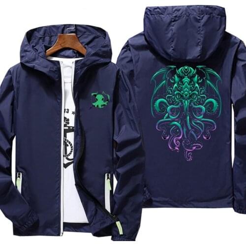 Streetwear Cthulhu Jacket Drying Breathable Hoodie Zipper Leisure Unisex Waterproof Graphic Fashion Sportswear Casual Graphic