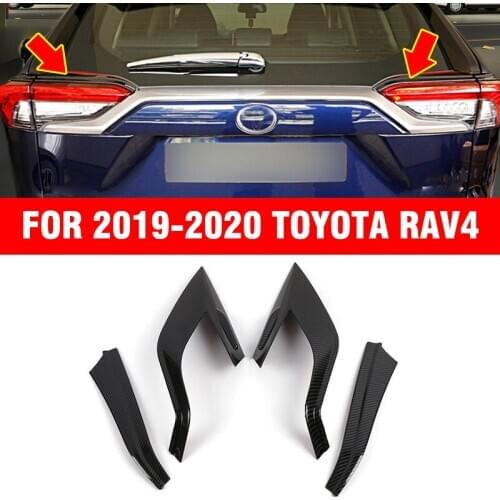 Pcmos Carbon Fiber Car Rear Tail Light Lamp Frame Cover Trim For 2019-2020 Toyota RAV4 Exterior Parts Chromium Styling Stickers