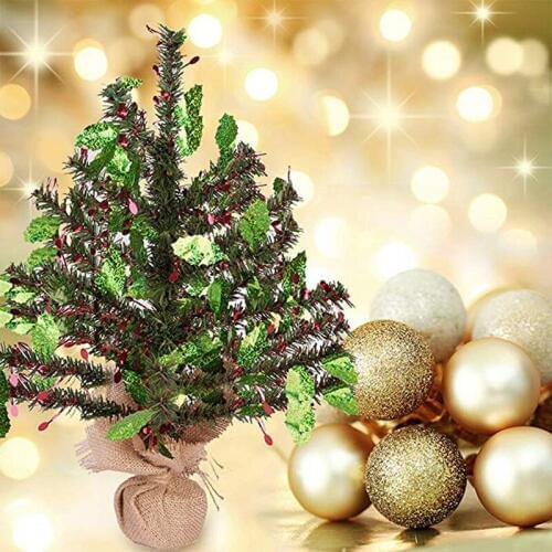 New Mini Christmas Tree Shiny Leaves Green With Reflective Sequins Collapsible Reusable Green Tinsel Trees For Decoration