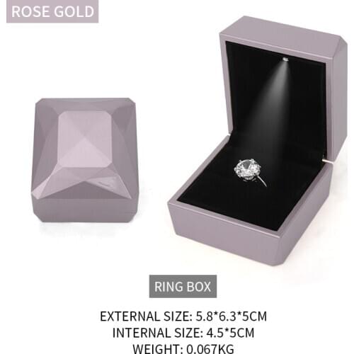 New Rose Gold Wedding Ring Jewelry Display Storage Box Female Earring Necklace Bracelet Showcase Holder For Lover Birthday Gift