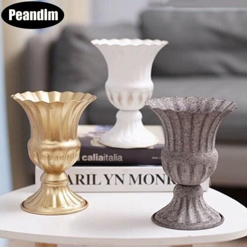 PEANDIM European Vintage Flower Vase Dry Flowerpot Wedding Tabletop Vase Flower Holder Hotel Home Flowers Furniture Decoration
