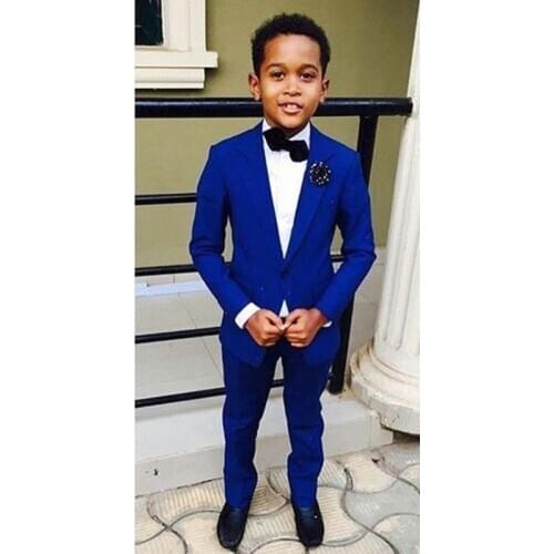 Costume Homme Royal Blue Boys Suits for Wedding Handsome Jacket Pants 2 Pieces Set Dinner Formal Suits for Children Kids Tuxedos