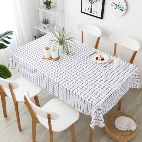 Simple style polyester oil cloth waterproof plaid tablecloth black and white kitchen table decoration tablecloth restaurant