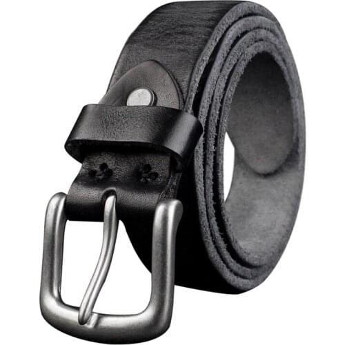 Vintage Men Cowskin Waist Belt Handmade Genuine Leather Luxury Business Belts Copper Buckle Strap Male Jeans For Man Cowboy