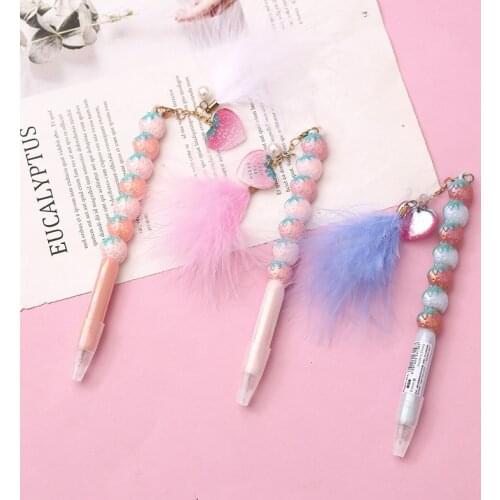 1pcs Kawaii Gel Pens Laser strawberry black gel ink pens for writing Cute stationery office school supplies 0.5mm