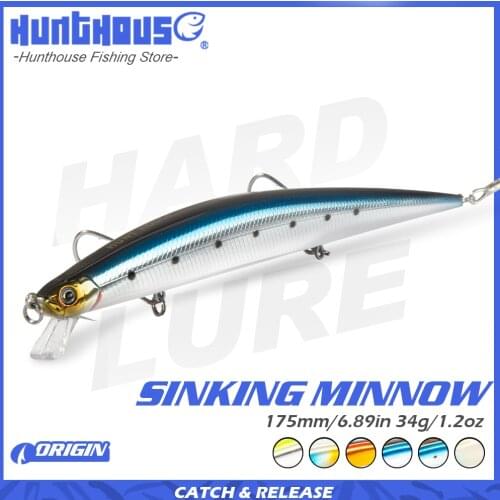 Hunthouse slim tide minnow lure 175mm fishing lures 2019 sinking minnow saltwater sea fishing hard bait for sea bass