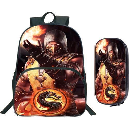 Scorpion In Mortal Kombat X Mask School Bags Students School Backpack Fashion Beautiful Pattern School Rucksack + Pencil Box