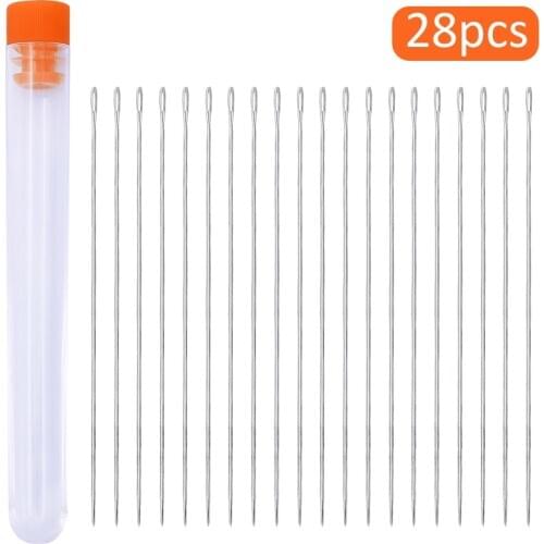 Imzay 28 PCS 1.58in Beading Needles Extra Thin Seed Beads Needles Long Straight Beading Thread Needles For Jewelry Making