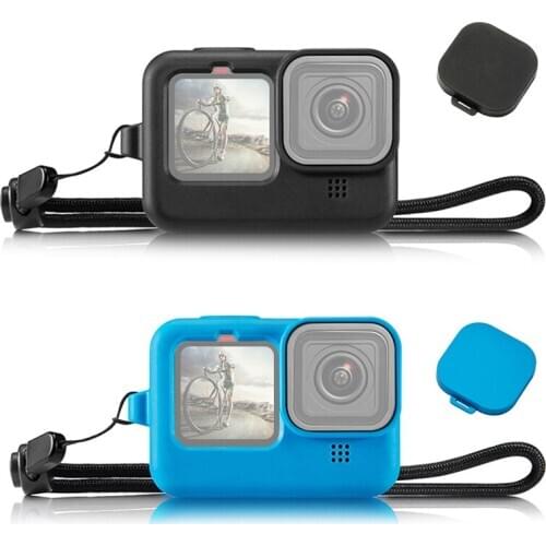 GoPro 9 Silicone Case Anti-drop Protective Shell Soft Cover Shell With Lens Cover Hand Strap For GoPro Hero 9 Action Camera Acce