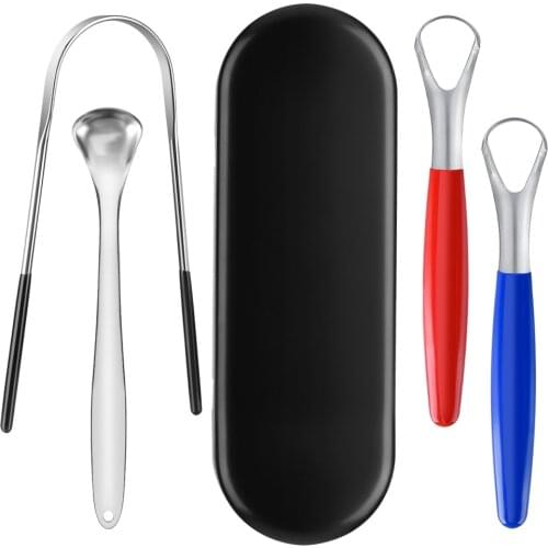 Tongue Scraper for Adults Kids Medical Grade Metal Tongue Scraper Cleaner with Case Great for Oral Hygiene Reduce Bad Breath