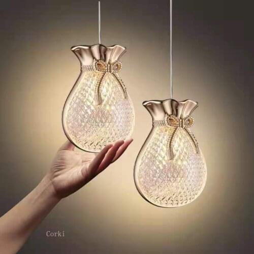 New Designer Modern LED Pendant Lamp Bedroom Bedside Lucky Bag Hanging lamp Aluminum+Acrylic Indoor Home Decor Lighting Fixtures