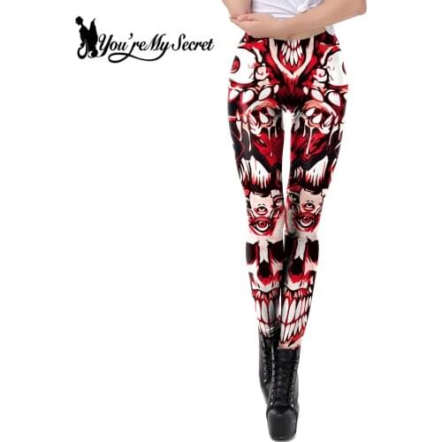 [You're My Secret] Push Up Gym Wear Elastic Slim Workout Leggings Skull Leggings Women Skeleton Printed pants