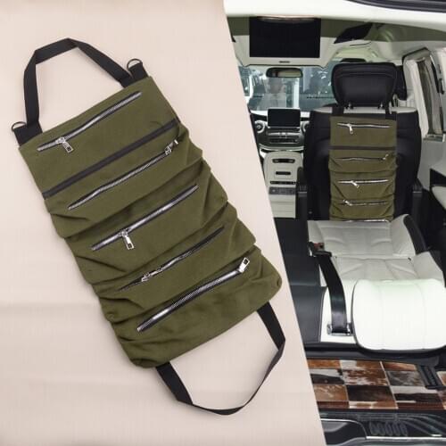Car Universal Green Multi-Purpose Tool Roll Up Storage Bag Wrench Organizer Seat Hanging Pouch