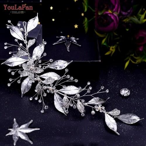 YouLaPan HP299 Luxury Alloy Leaf Bridal Headband Bridesmaid Hair Accessories Wedding Rhinestone Bridal Headpiece Hair Tiara