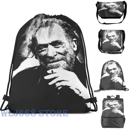 Funny graphic print shoulder Bags women Charles Bukowski (2) Single shoulder backpack travel for men Gym Bag