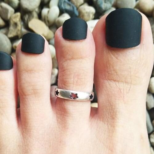 2021 women bohemian fashion simple retro hollow five-pointed star opening adjustable toe ring foot decoration foot ring jewelry