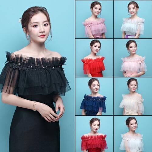 Multi Colors Wedding Dress Cape Red Cape Appliqued Lace Bolero Femme Mariage Bolero Bridal Shrugs For Women Black Capa De Novia