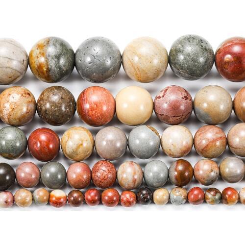 1/strand 4/6/8/10/12mm Natural Red Picasso Stone Bead Round Loose Beads For Jewelry Making DIY Bracelet Necklace Bulk Supplies